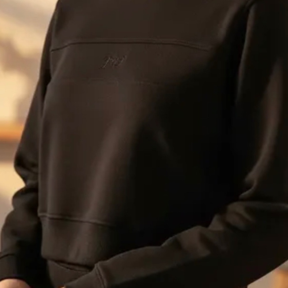 PINK Victoria's Secret Men’s Black Crewneck Sweatshirt with Subtle Embroidery